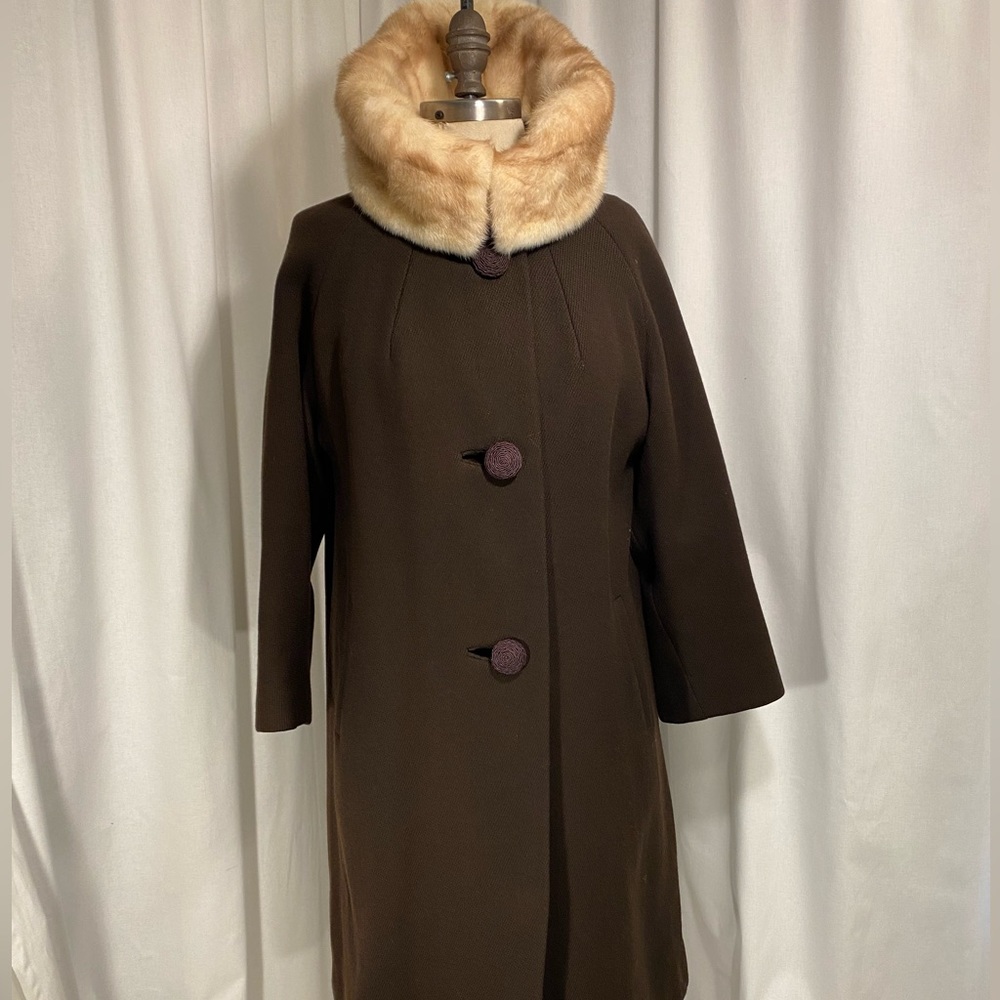 A-Line Natural Mink-Collared Vintage Coat